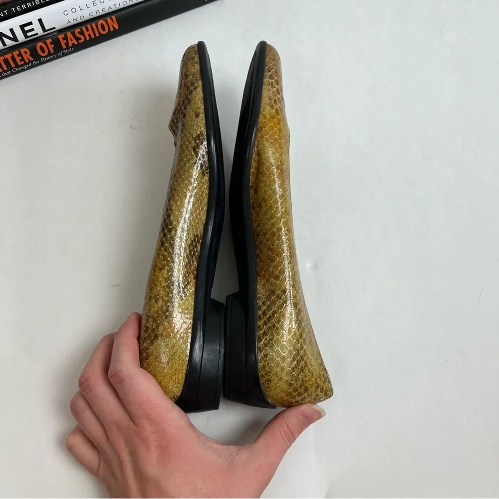 Salvatore Ferragamo Snakeskin Ballet Flats Brown Yellow Size 6B